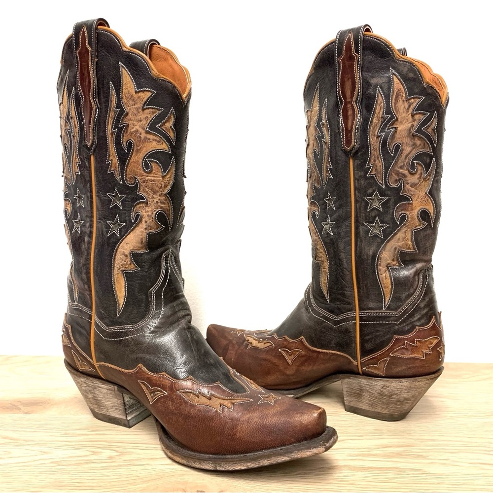 Dan Post Amelia Western Boots Size 7‎ Snip Toe Cowboy Cowgirl Chocolate Brown